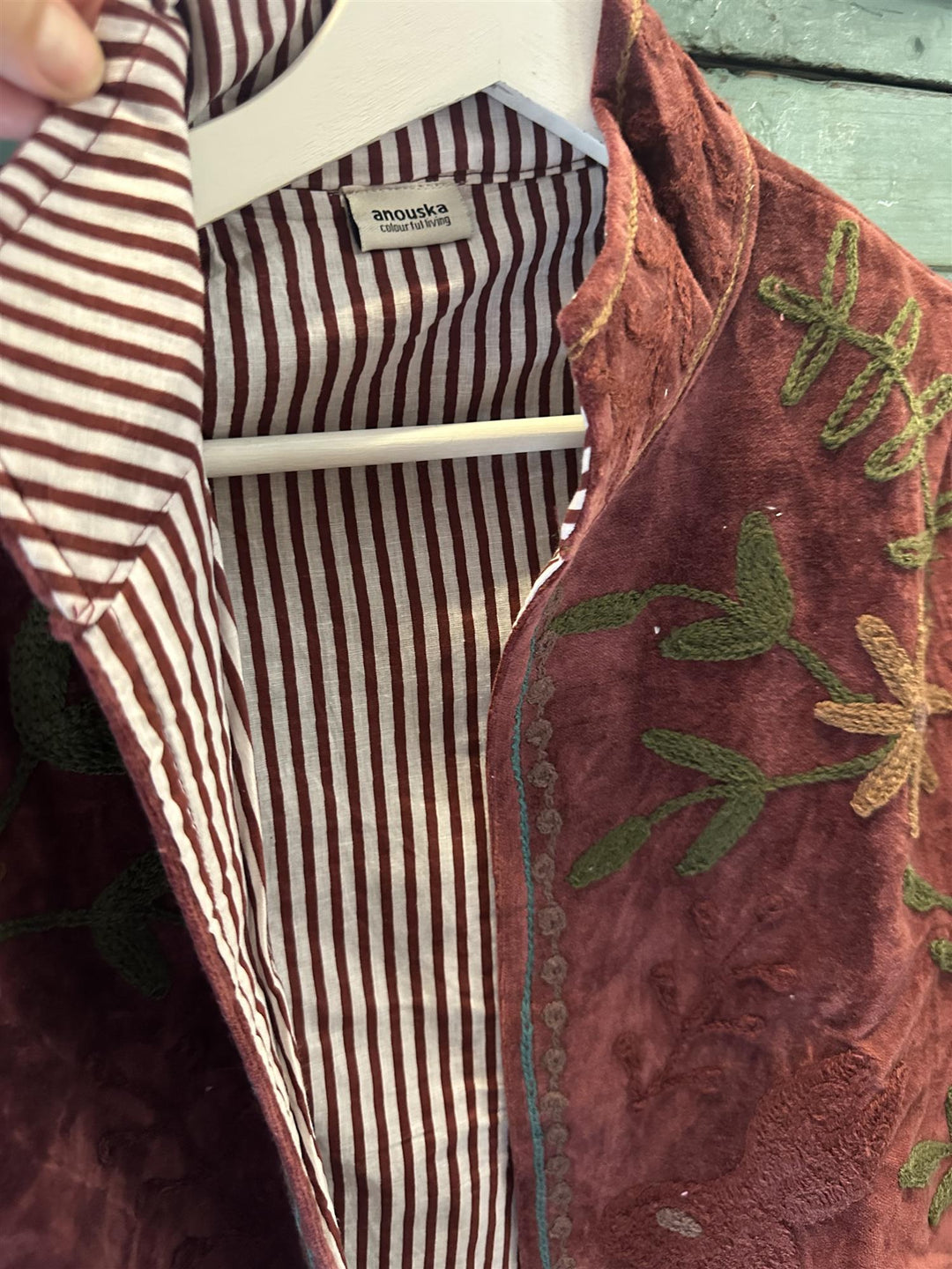 Anouska jakke velur med broderier burgundy