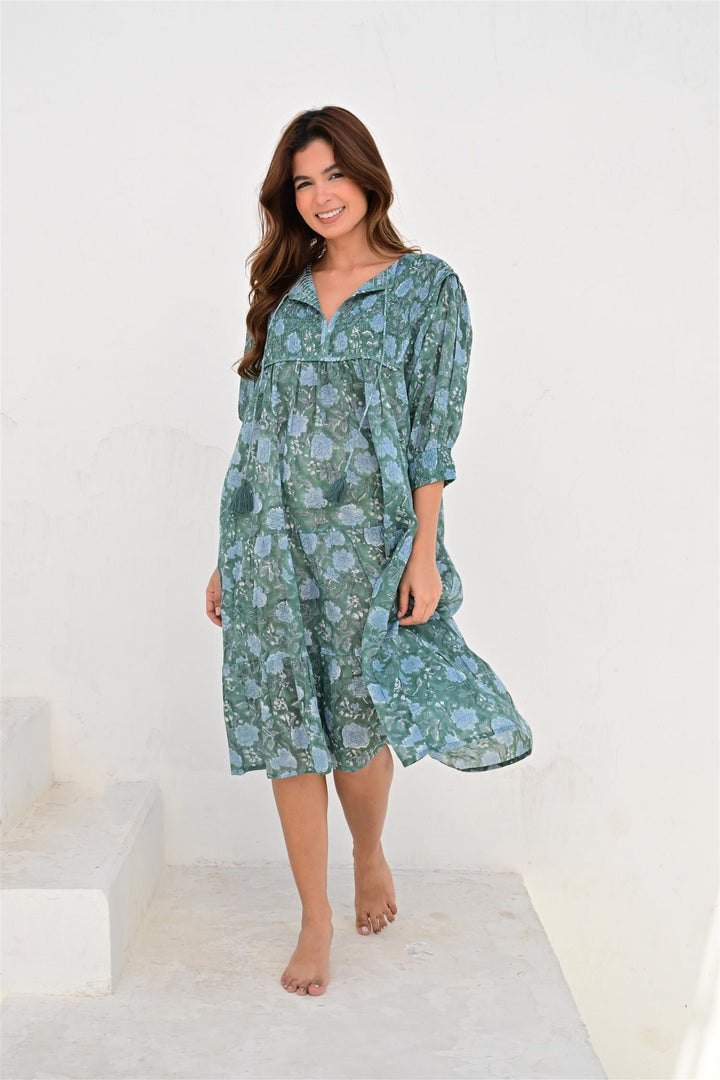 Montpellier smekkekjole bobbin teal green