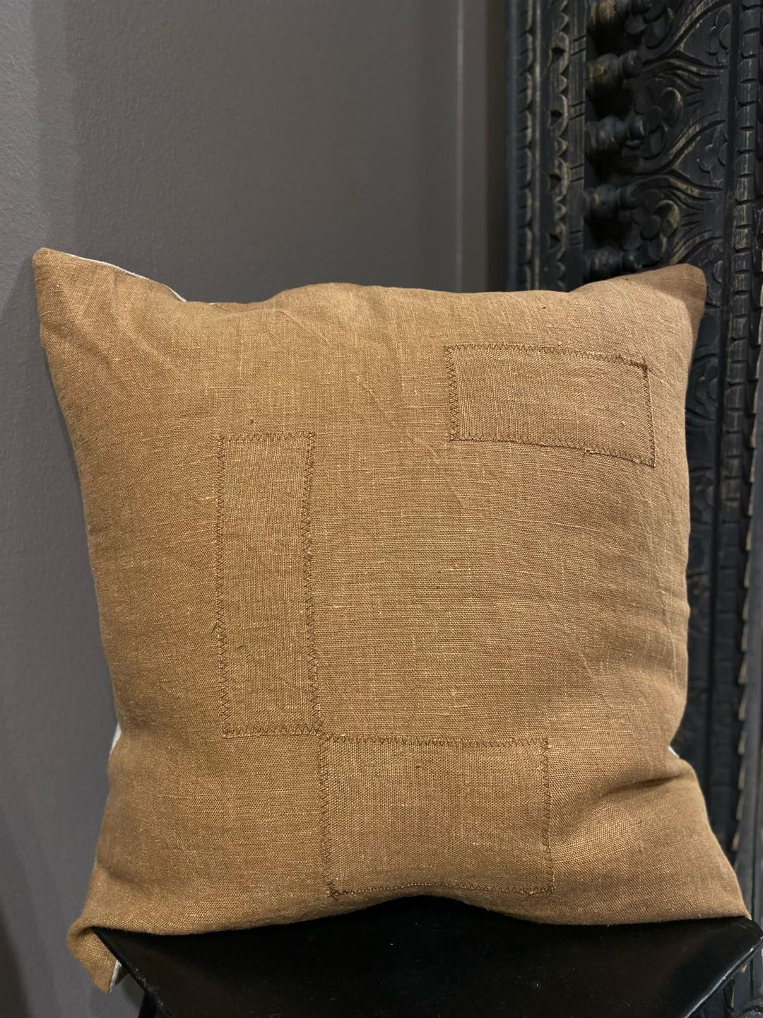 Putetrekk vintage 50x50 cm ensfarget brun