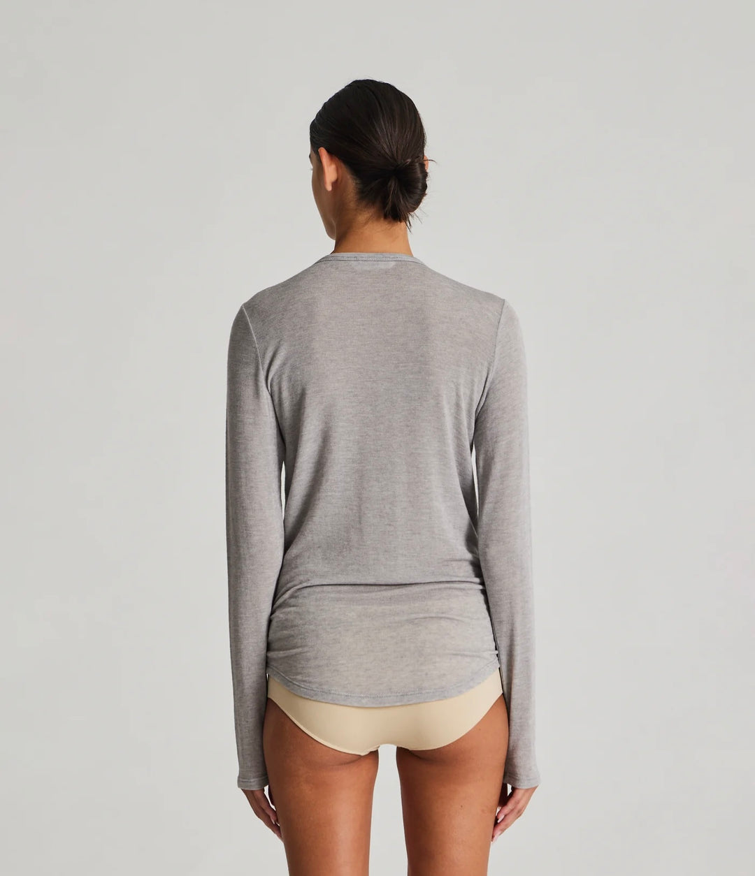 Thyra L/S wool top light grey melange