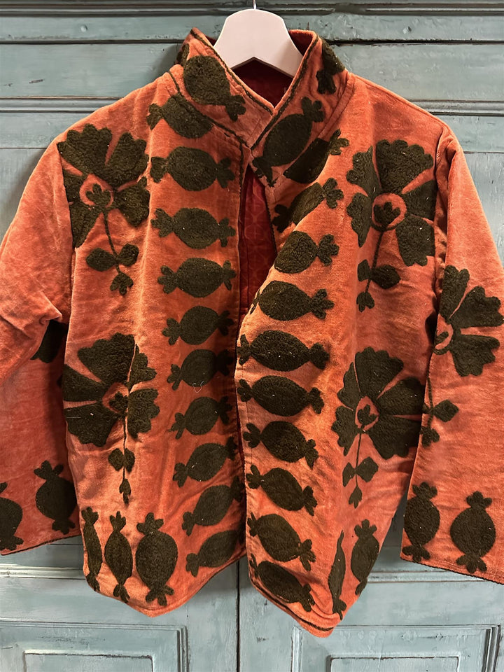 Anouska jakke velur med broderier rust