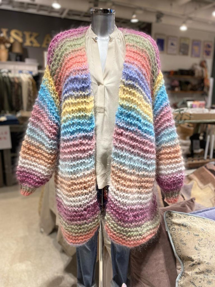 Mohair cardigan waffle lang multicolur