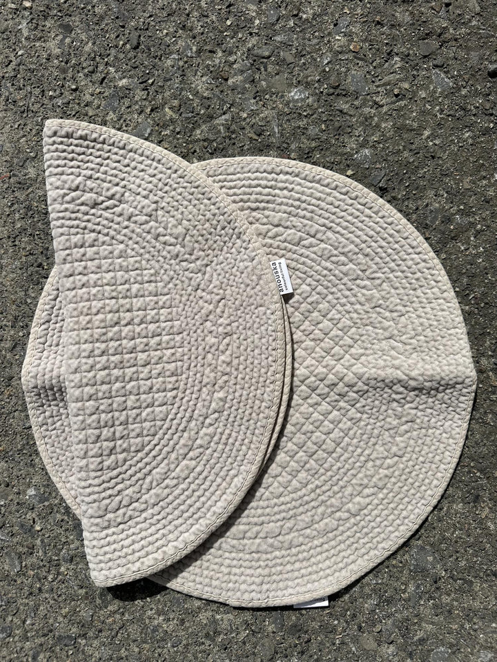 Spisebrikke velur rund Ø: 40 cm grey beige