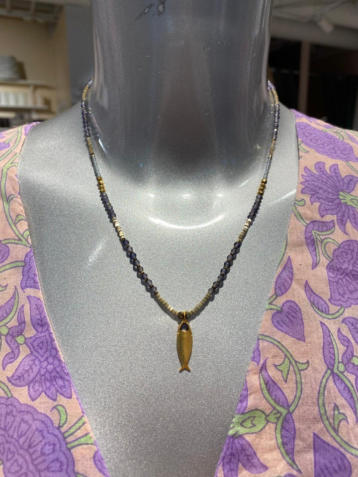 Acuatica gold kjede glass beads