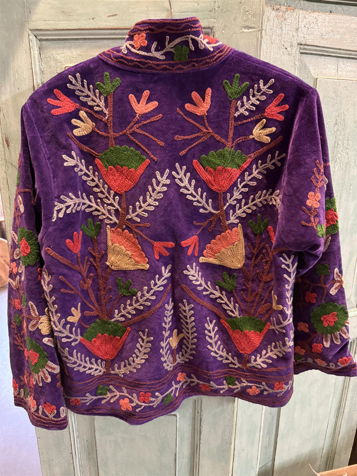 Anouska jakke velur med broderier purple