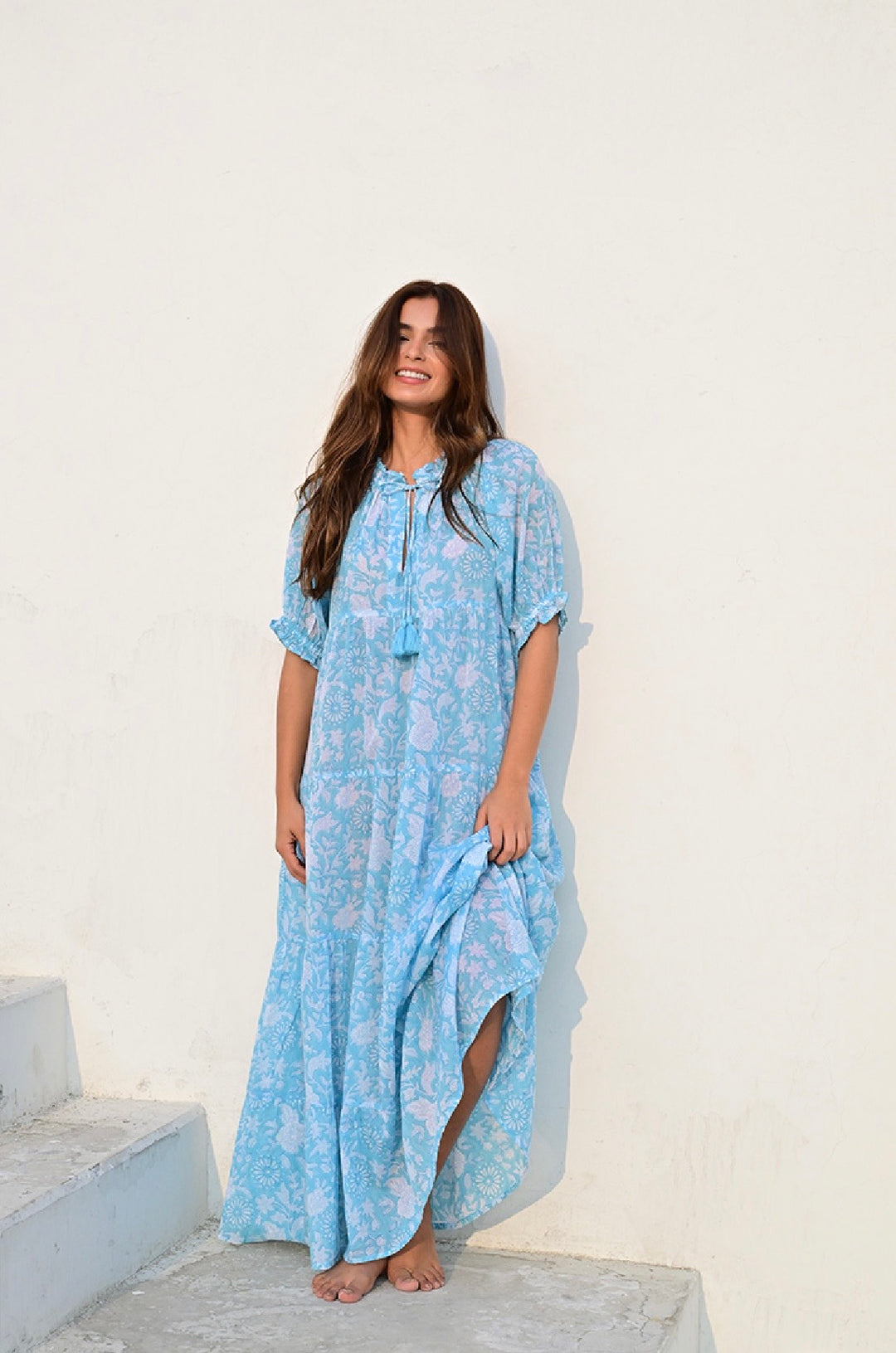 Lyon kjole lang ocean blue