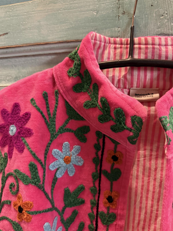 Anouska jakke velur med broderier pink