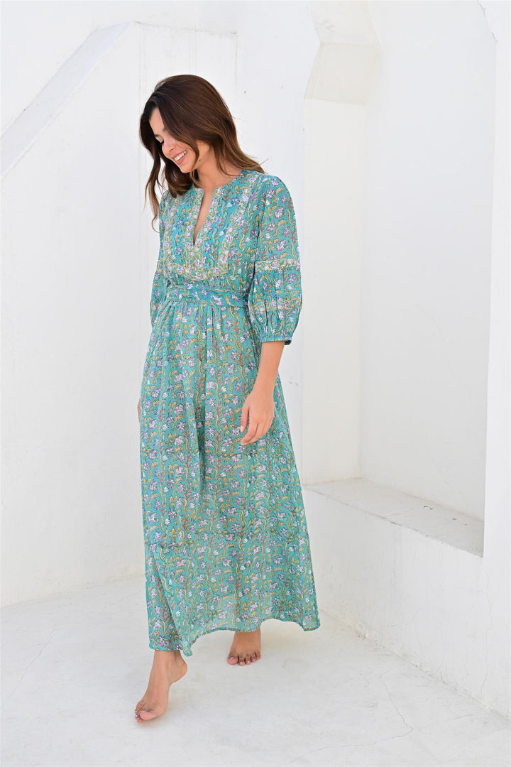 Ville Franche lang kjole jade green