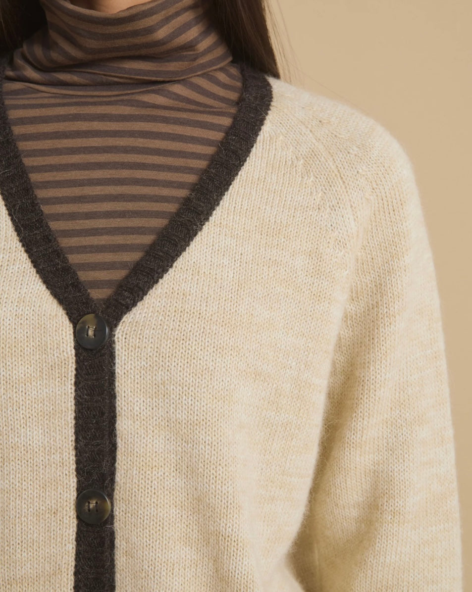 Gimo cardigan ecru/choco/taupe