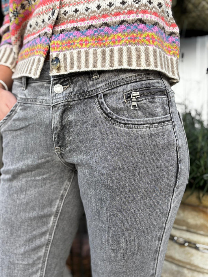 Sienna bukse zip grey denim
