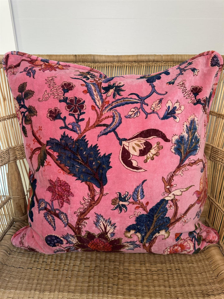Putetrekk 50 x 50 cm velur blomster pink