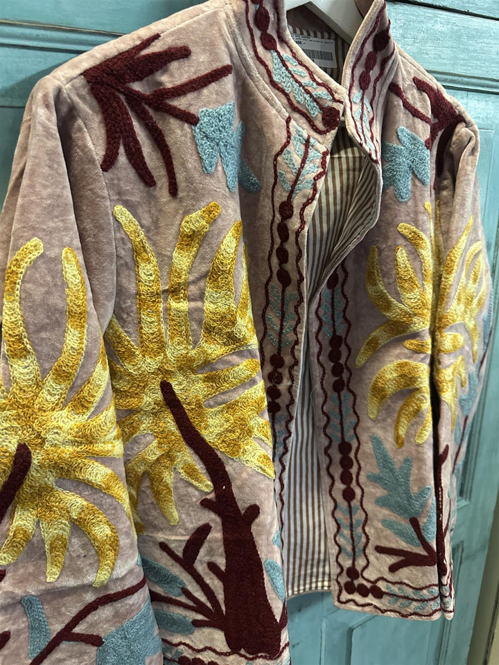 Anouska jakke velur med broderier dusty pink