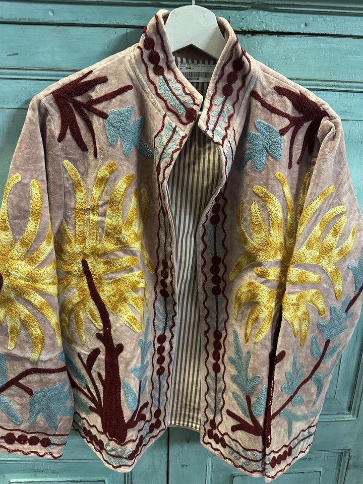 Anouska jakke velur med broderier dusty pink