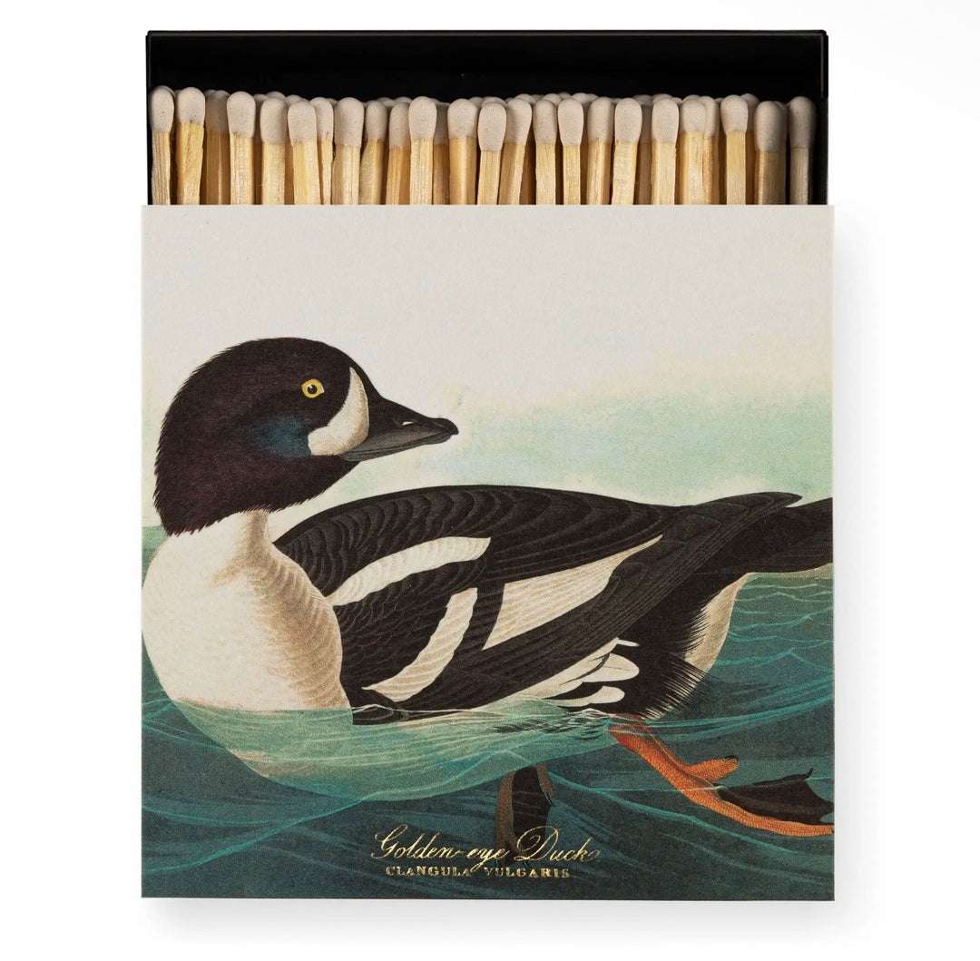 Fyrstikkeske The golden eye Duck by Audubon