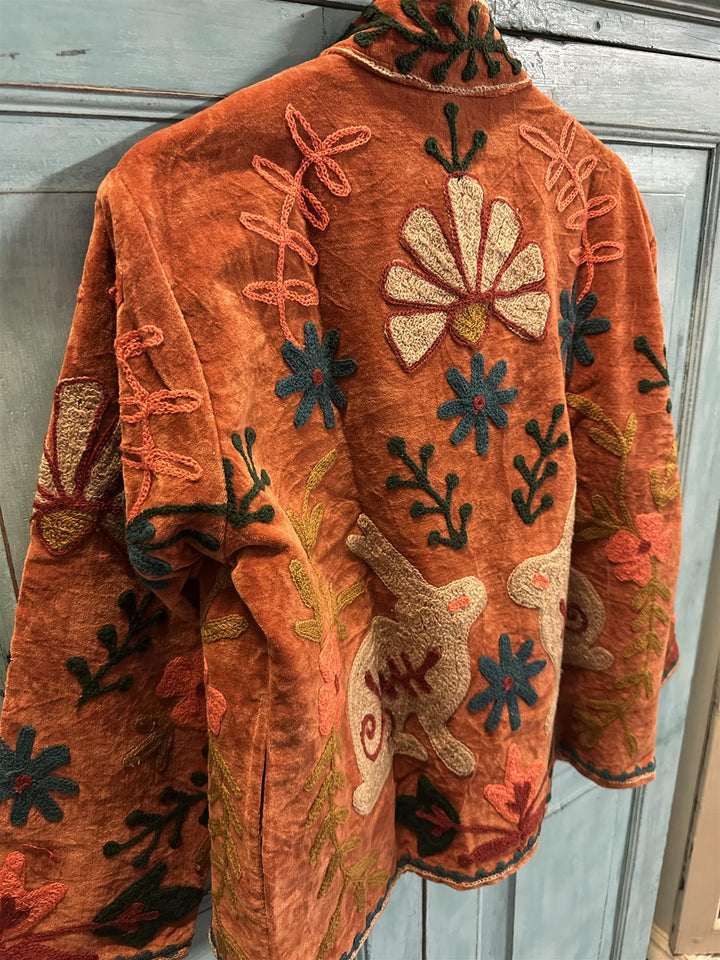 Anouska jakke velur med broderier rust