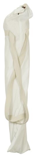 Parasoll hvit med naturfargede frynser Ø: 165 cm