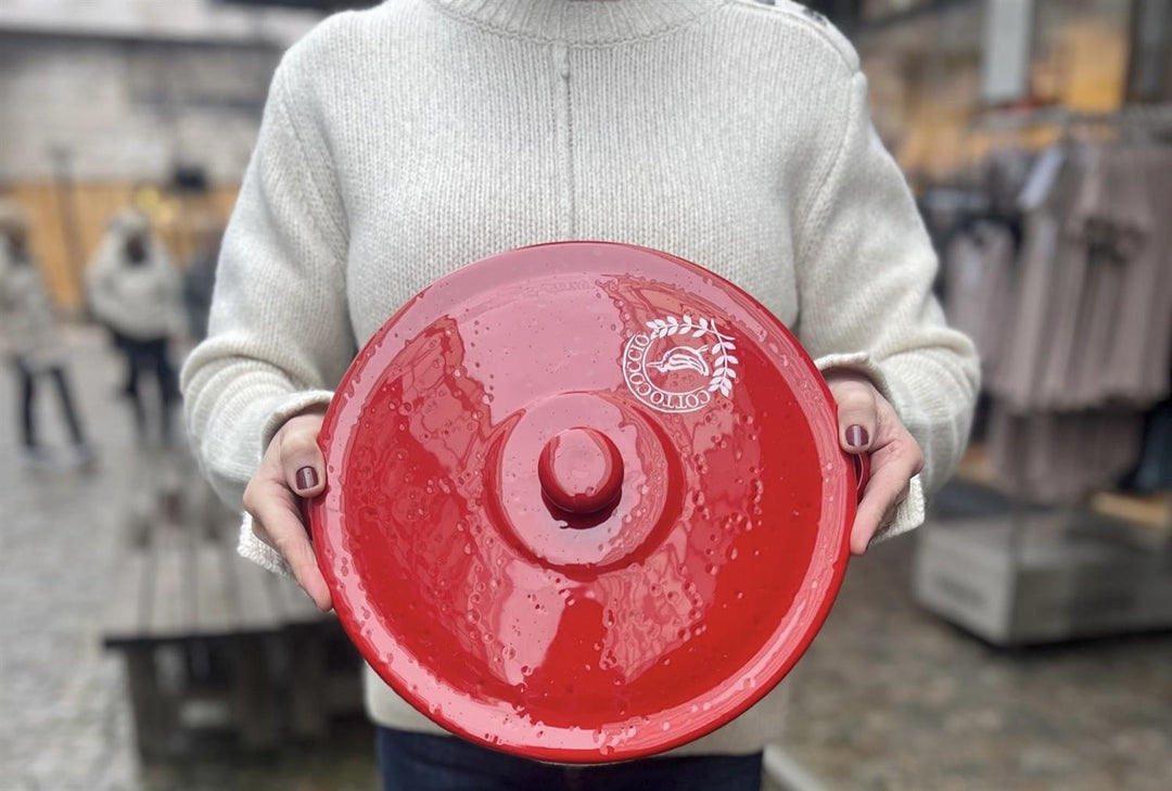 Ildfast terracotta gryte med lokk Ø: 29,5 cm rød