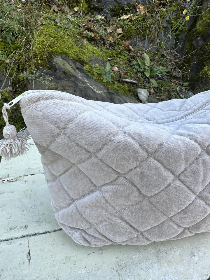 Toalettmappe velur grey beige NY