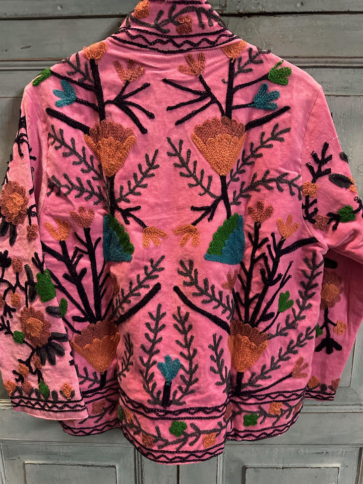 Anouska jakke velur med broderier light pink