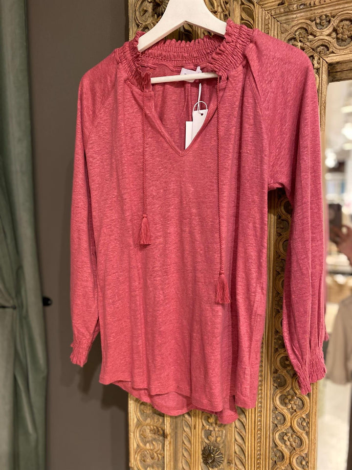 Minos bluse 100% lin crushed berry