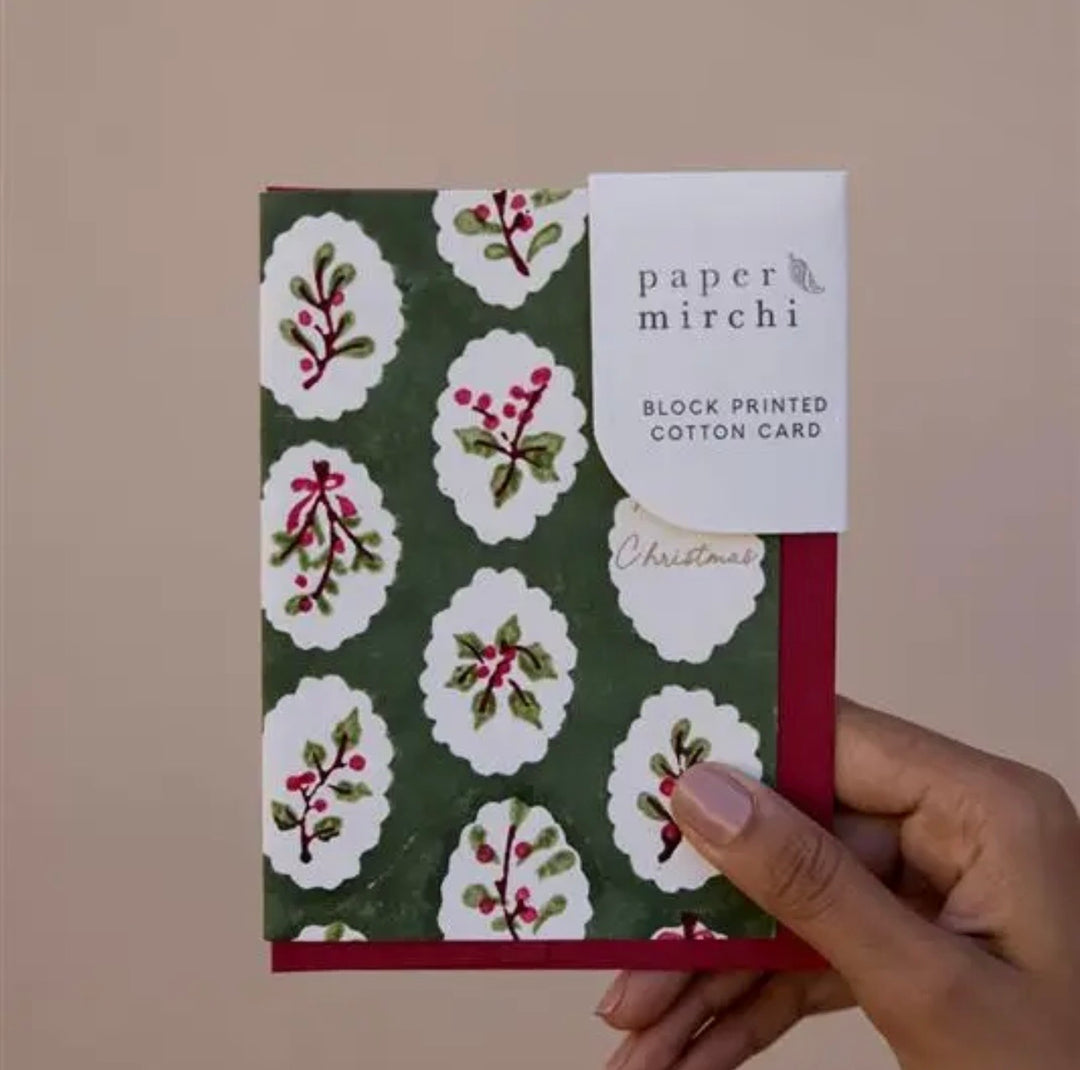 Scallop Tiles Holly green kort med konvolutt
