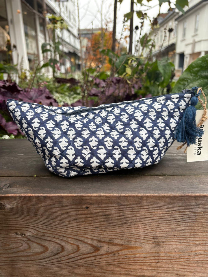 Sminkepung blokktrykket Santo Stefano midnight blue