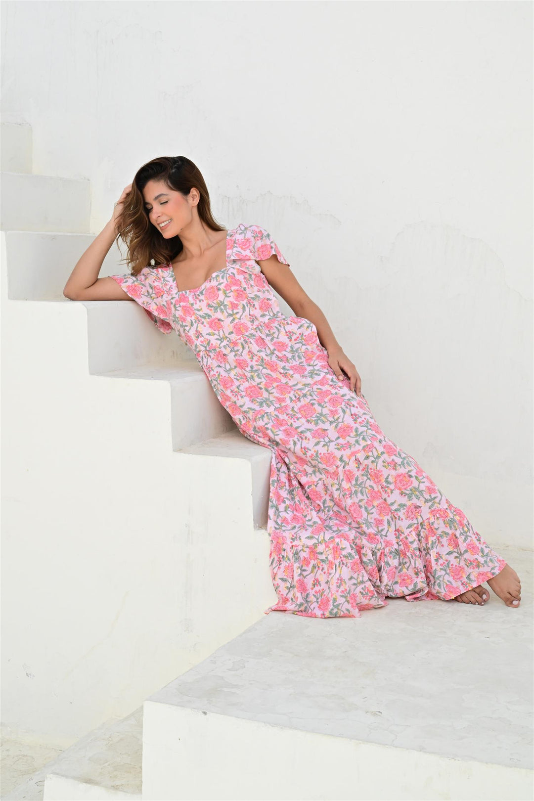 Montpellier kjole lang pink lurex
