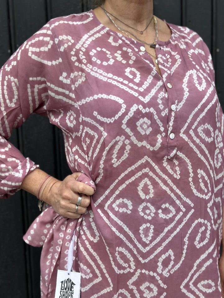 Cecilie lang tunika bandani mauve