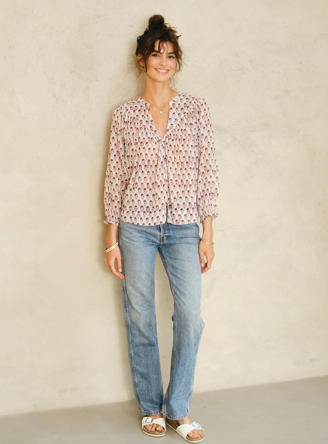 Kiki print bluse pink