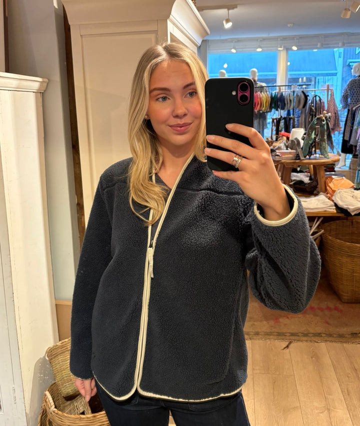 Delta teddyfleece jakke dusty navy