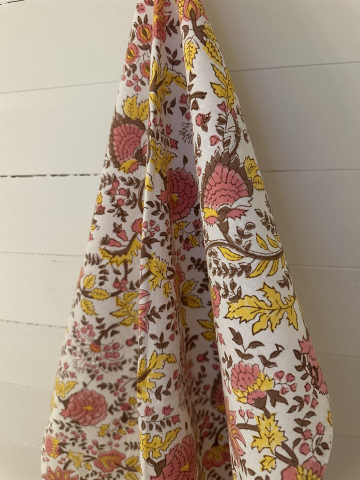 Kjøkkenhåndkle Fleur yellow blokkprint