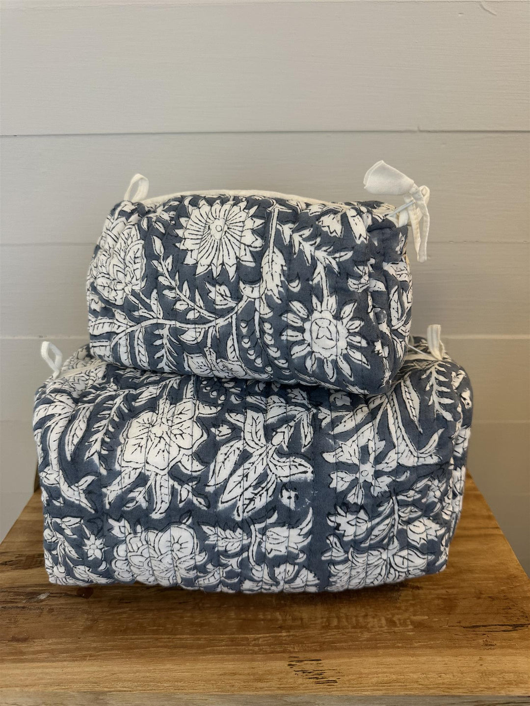 Sminkepung blokktrykket Blue