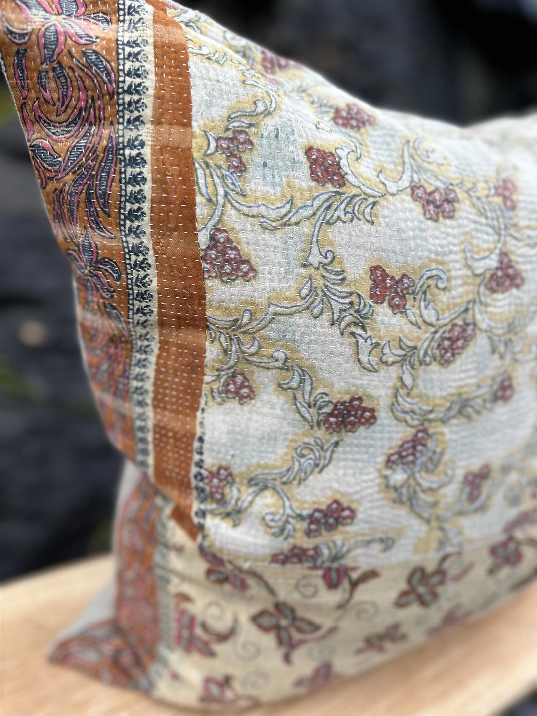 Putetrekk vintage kantha 50x50 cm Nr 87