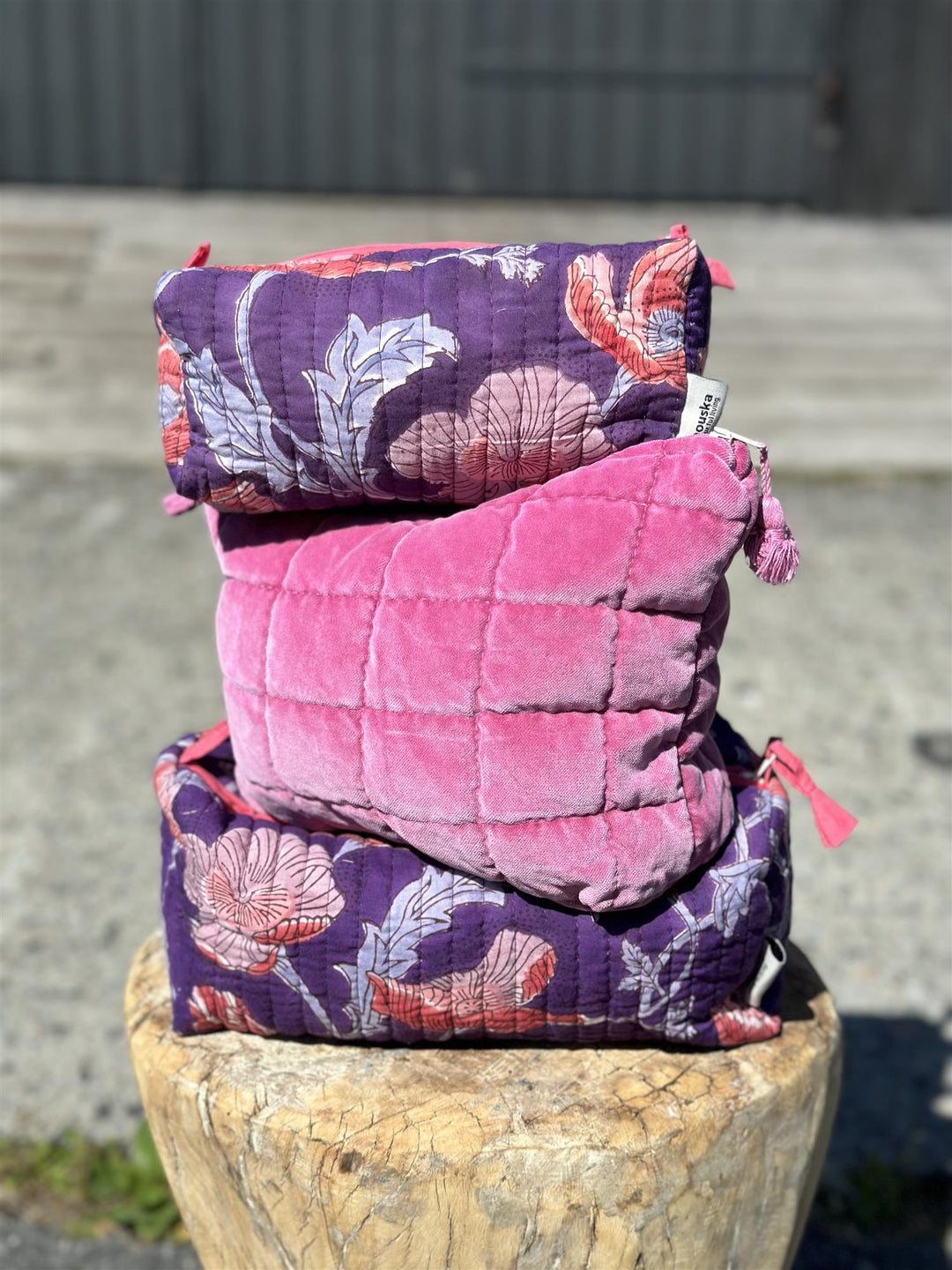 Toalettmappe blokktrykket ink blue terra