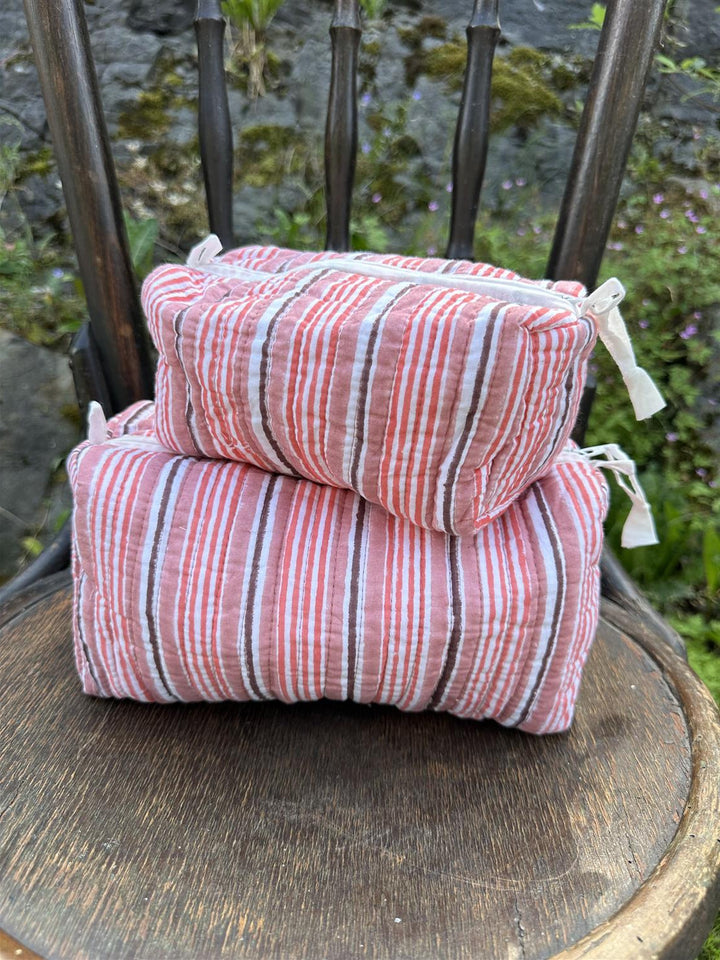 Sminkepung blokktrykket stripe reds