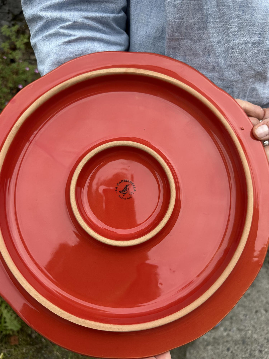 Fat på lav stett Ø: 30 cm rød