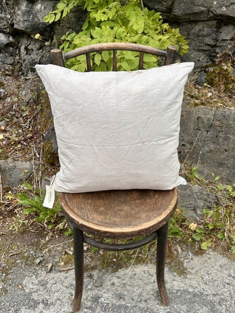 Putetrekk 100% lin blokktrykket mønster 50x50 cm natur, brun