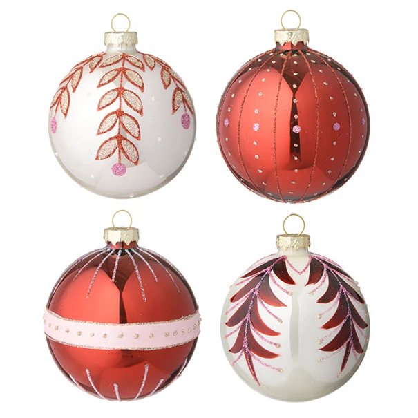 Julekuler Ø8 cm Seraphim Ruby 4 pk