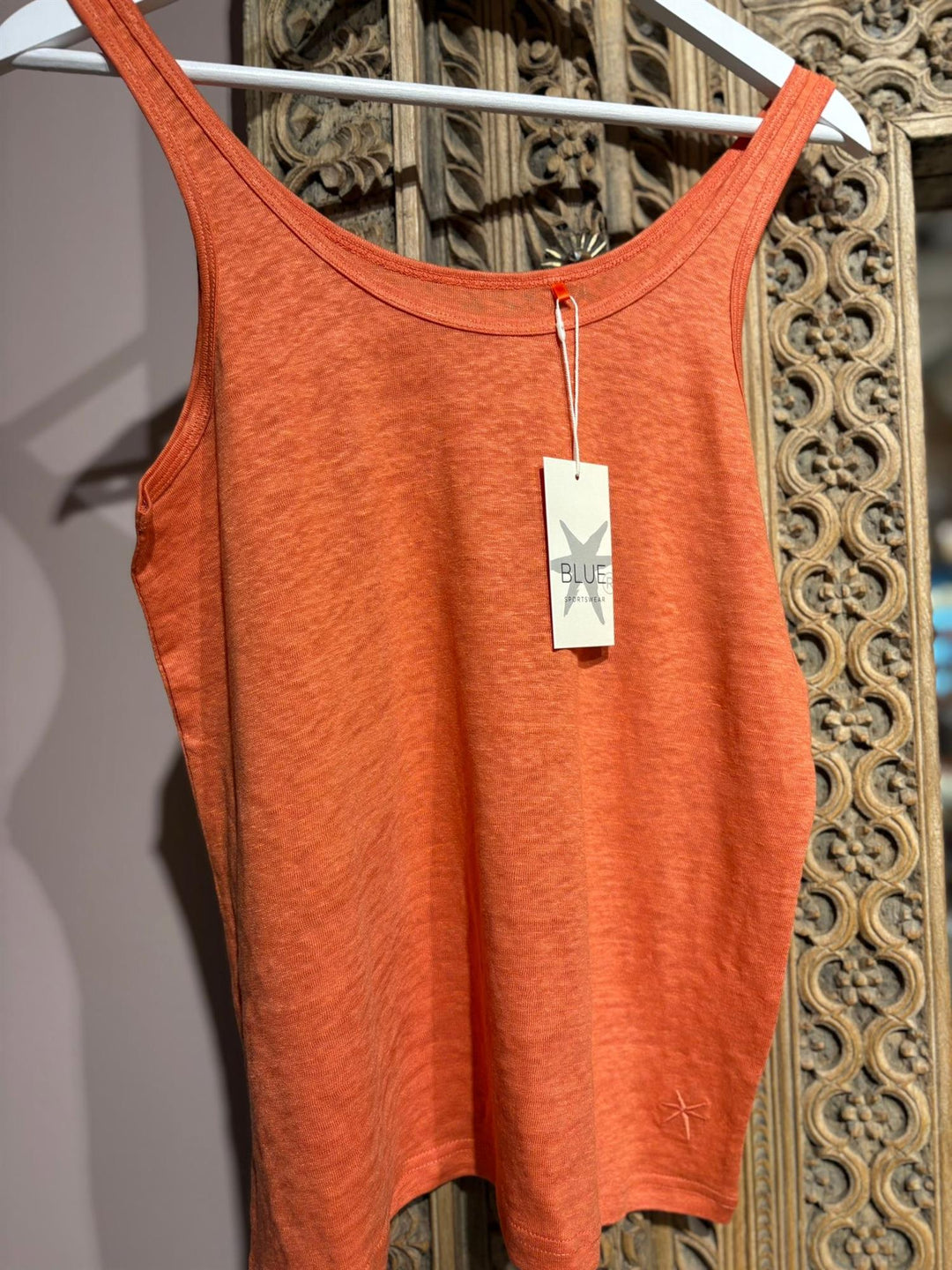 Doris topp 100% lin dusty orange