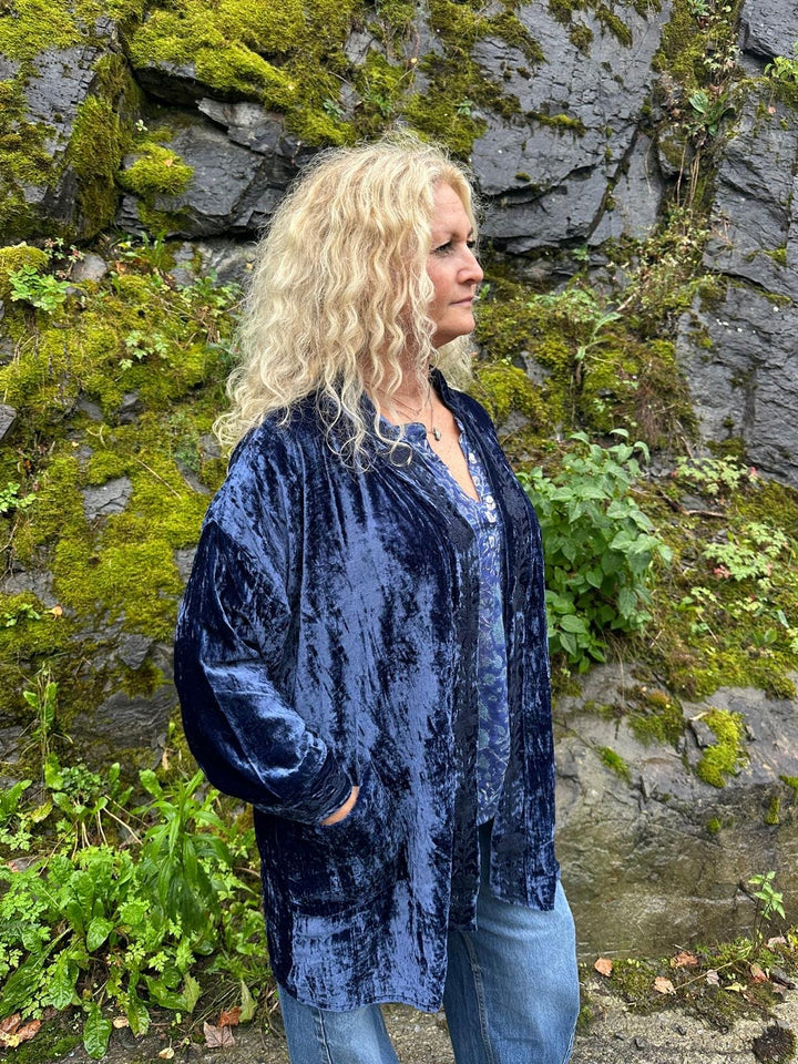 Valentina kimono velur dyp blå