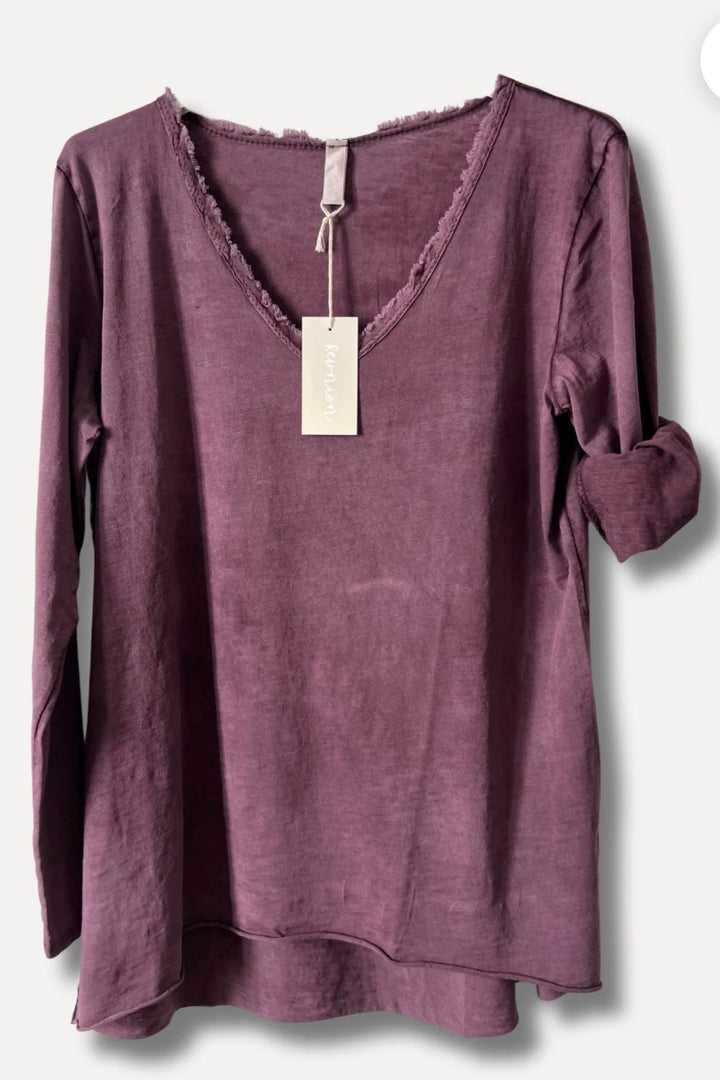 V-classic long sleeve washed Plumi