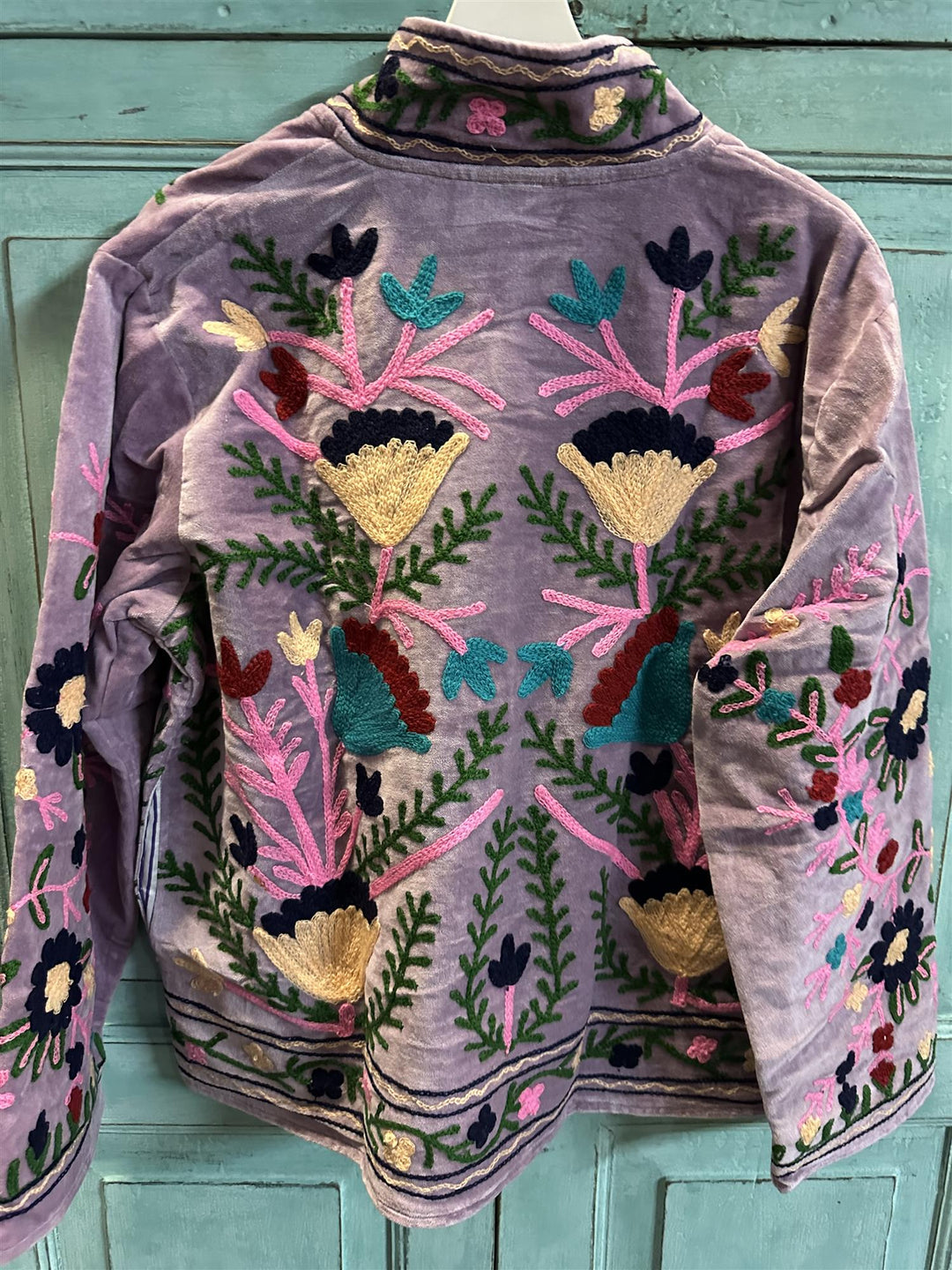 Anouska jakke velur med broderier light purple