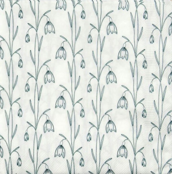 Papirserviett snowdrop hvit/grønn