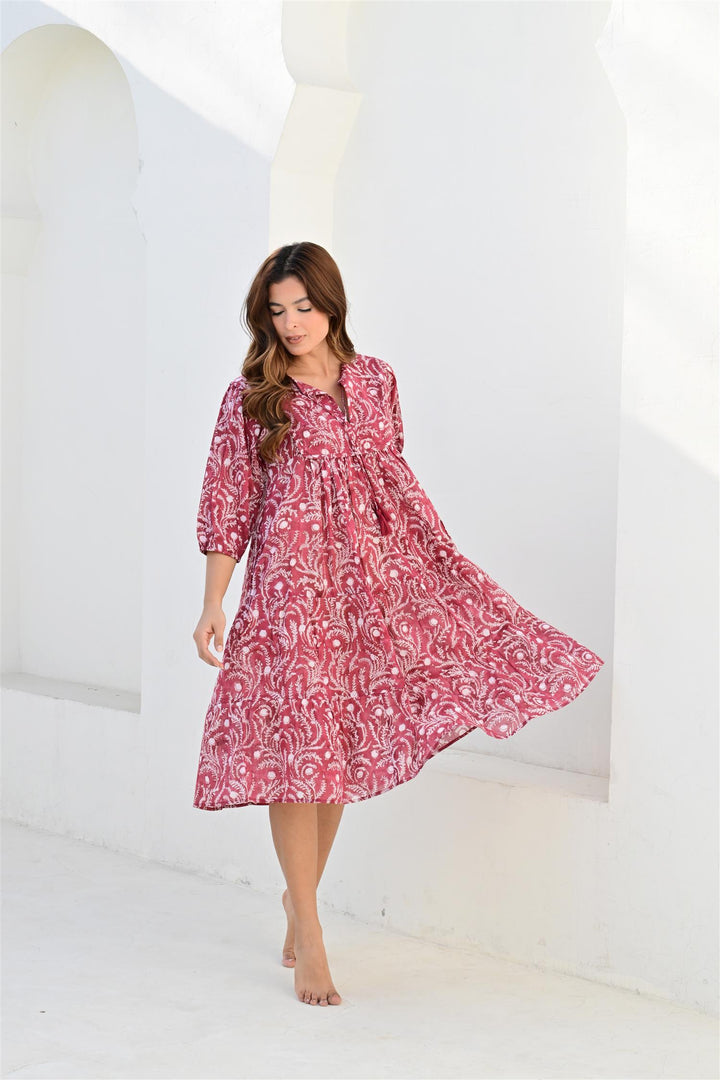 Bandol smekkekjole rosso/powder pink