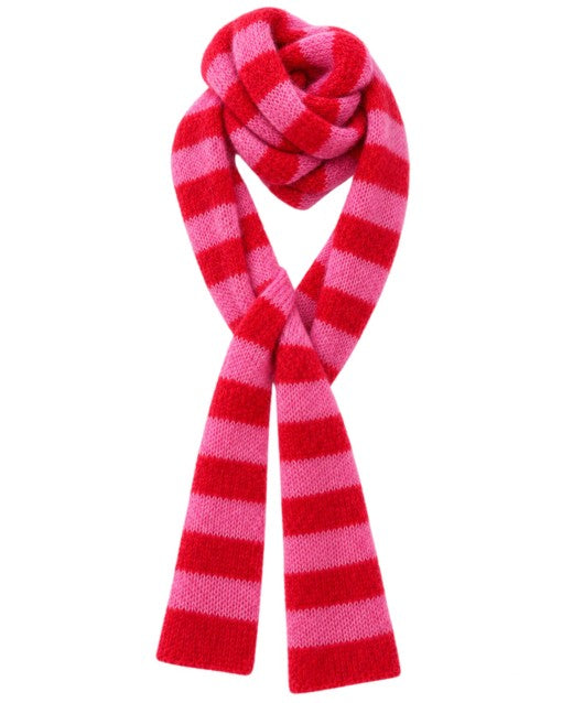 Rosas skjerf mohair stripet rosa