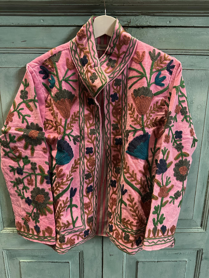 Anouska jakke velur med broderier light pink