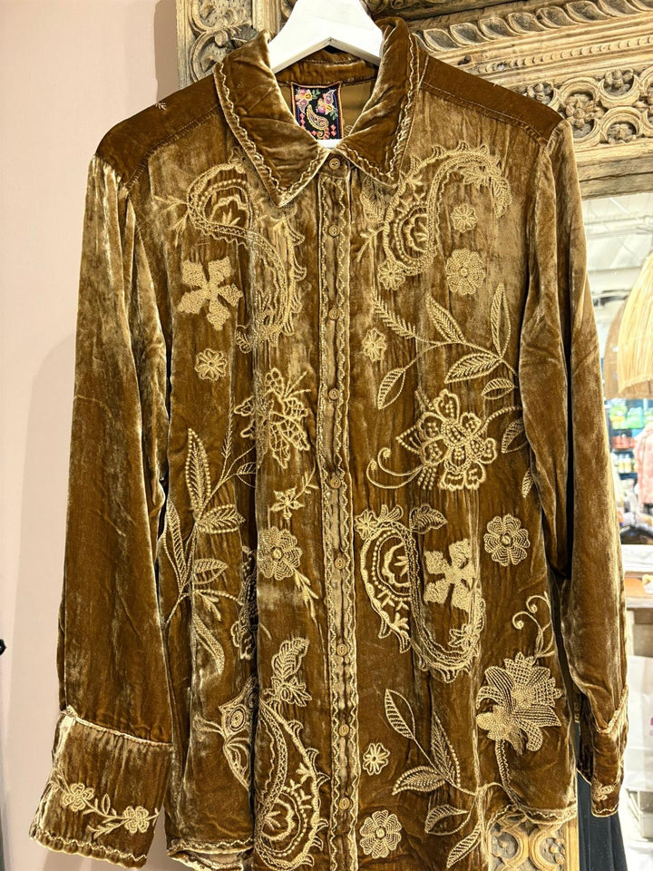 Velur bluse antique gold