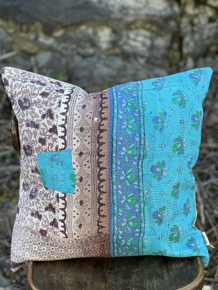 Putetrekk vintage kantha 50x50 cm Nr 23