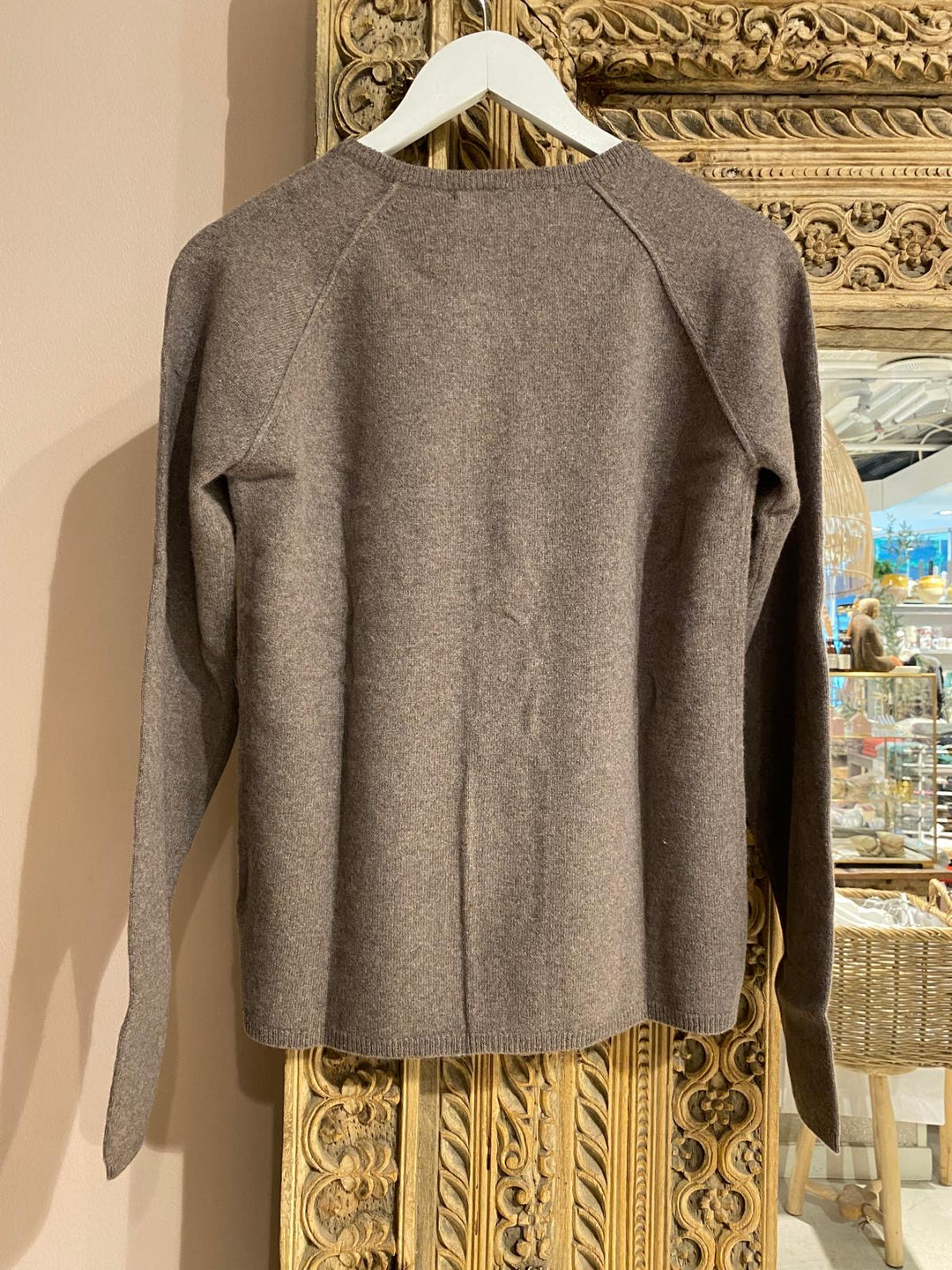 Cardigan cashmere ash brown melange