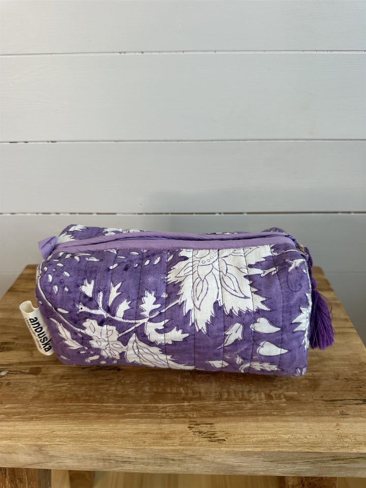 Sminkepung blokktrykket Colette purple